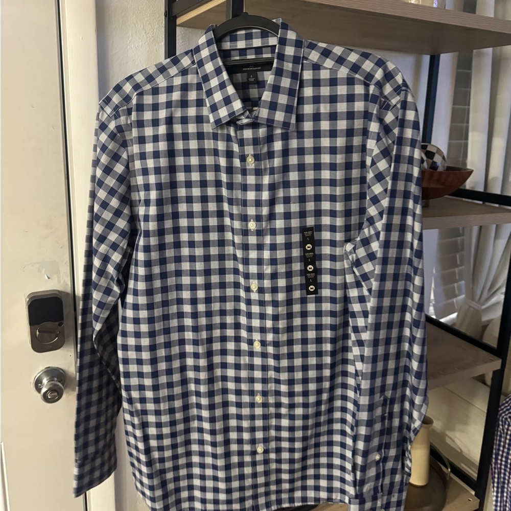 Banana Republic Navy and White Checkered Shirt